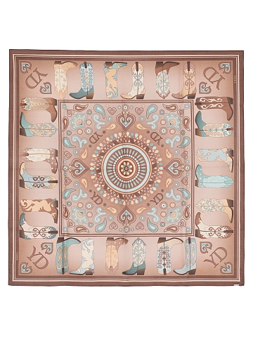 Brown silk scarf with western-style print, 1