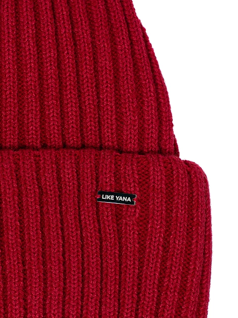 Red Ribbed Beanie Hat, 3
