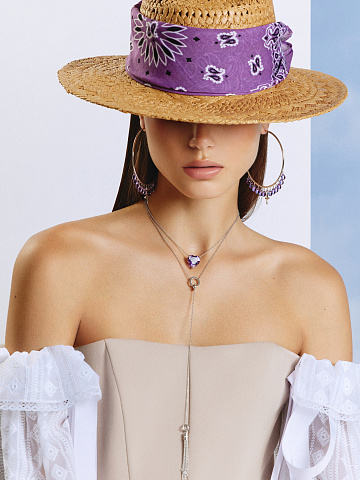 White Gold & Amethyst Hoop Earrings, 2