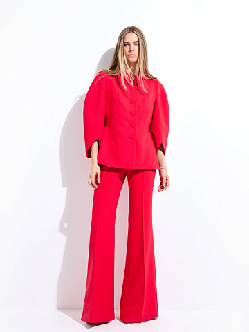Red Two-piece Suit with Flared Trousers, 2