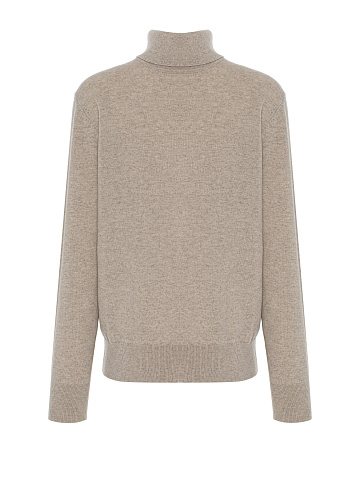 Men's Beige Cashmere Turtleneck Sweater, 1