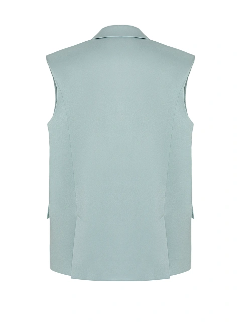 Light Turquoise Single Breasted Silk Vest, 2