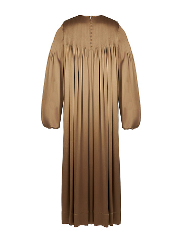 Brown Embroidered Silk Midi Dress, 2