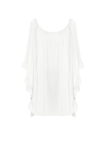 White Rayon Ruffled Mini Dress, 2
