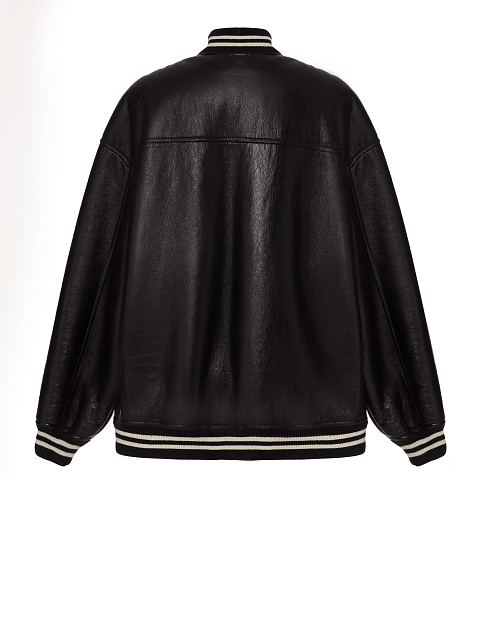 Black & White Oversized Shearling Varsity Jacket, 2