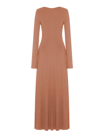 Beige Rayon Jersey Maxi Dress, 2