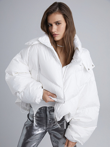 White Cropped Puffer Jacket, 2