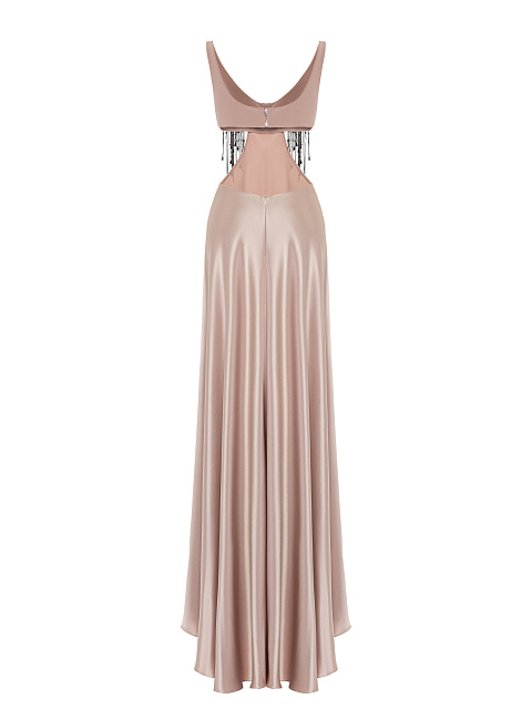 Pale Pink Embroidered Cut Out Maxi Dress, 3