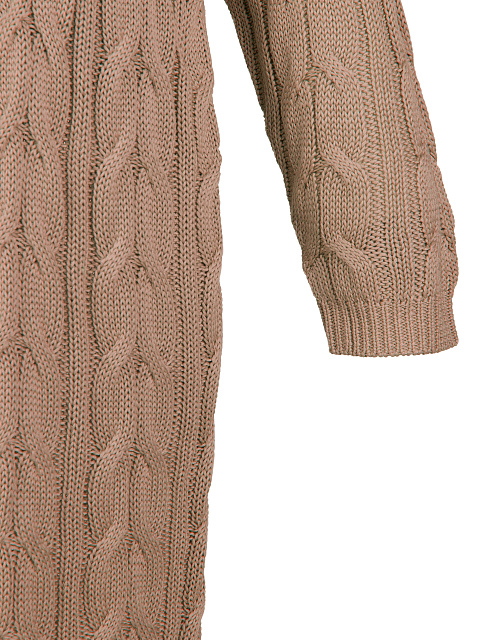 Brown Tencel & Silk Cable Knit Long Cardigan, 3