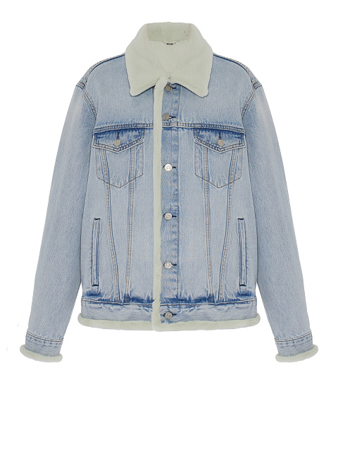 Light Blue Denim & Sheared Mink Fur Jacket, 1