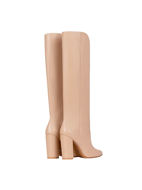 Light Pink Leather High Heel Boots, 3