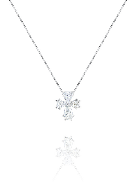 White Gold & Diamond Cross Necklace, 1