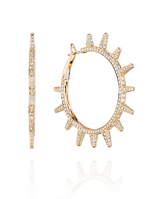 Gold & Diamonds Hoop Earrings, 1