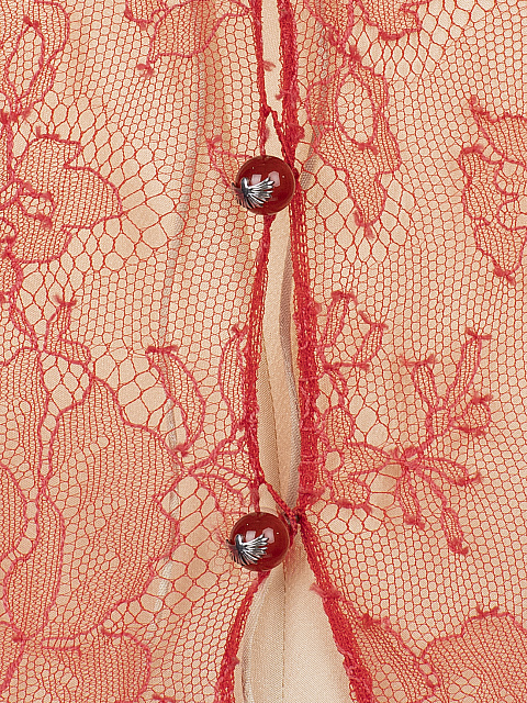 Red Lace Double-Layered Midi Dress, 3