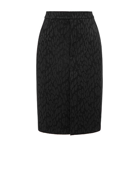 Black jacquard midi skirt with leopard print, 1 Black jacquard midi skirt with leopard print, 1
