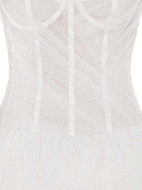 White Corset Tulle & Polka Dot Mesh Dress, 3