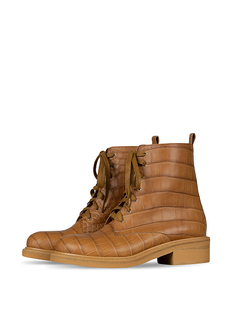 Brown Crocodile Leather Boots, 1