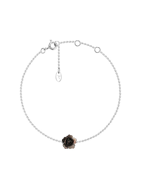 Bracelet made of white gold with a rose of black carved mother-of-pearl, 1 Bracelet made of white gold with a rose of black carved mother-of-pearl, 1