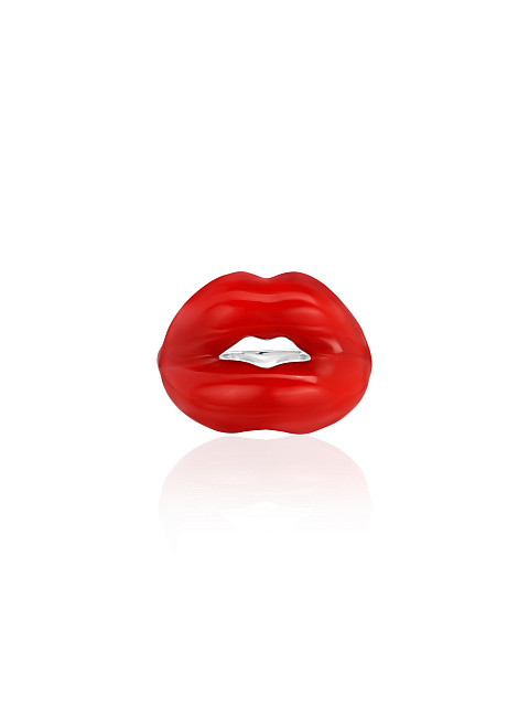 Lip-shaped ring with red enamel, 4
