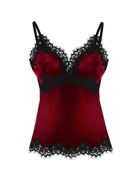 Bordeaux Lace Trim Velvet Top, 1