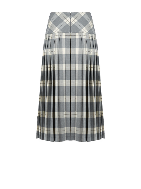 Grey & White Checked Pleated Midi Skirt, 3 Grey & White Checked Pleated Midi Skirt, 3