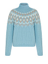 Свитер голубой с геометрическим рисунком, вышивка жемчуг и кристаллы Свитер голубой с геометрическим рисунком, вышивка жемчуг и кристаллы