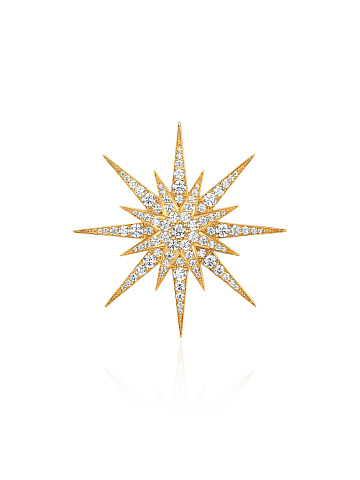 Cubic Zirkonia & Gold-Plating Silver Star Barrette, 1