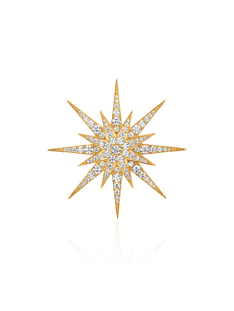 Cubic Zirkonia & Gold-Plating Silver Star Barrette, 1 Cubic Zirkonia & Gold-Plating Silver Star Barrette, 1