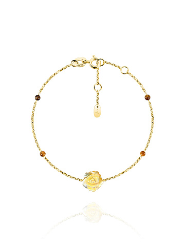 Gold bracelet with yellow carved mother-of-pearl and tiger’s eye, 1