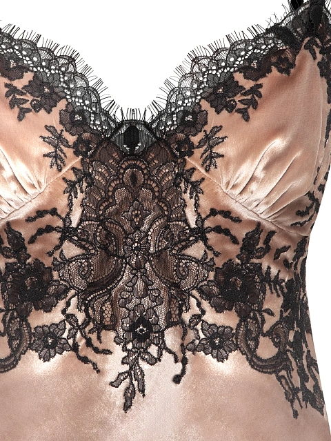 Beige Velvet & Black Lace Top, 3