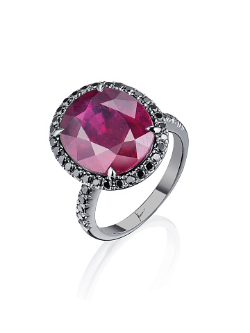 Black Gold Garnet & Diamond Ring, 1