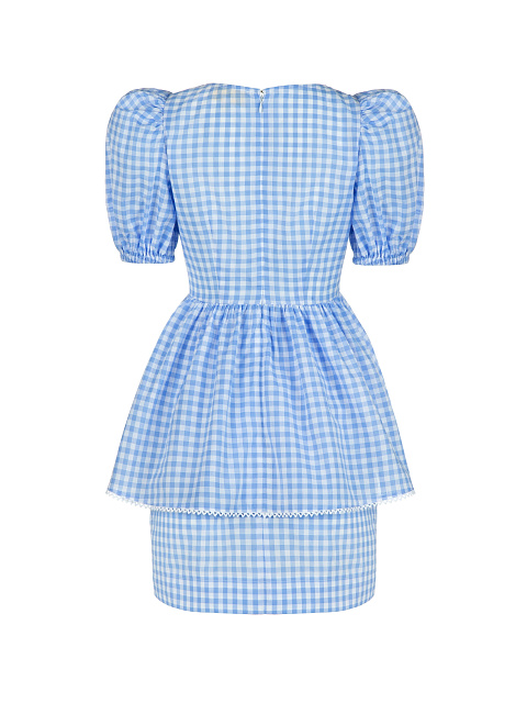 Blue Checked Cotton Top & Mini Skirt, 2