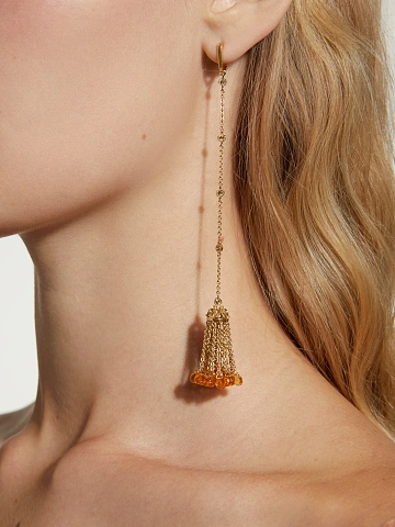 Briolette, Round Citrine & Gold Tassel Earrings, 2