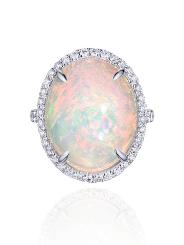 White Gold & Opal & Diamond Ring, 2