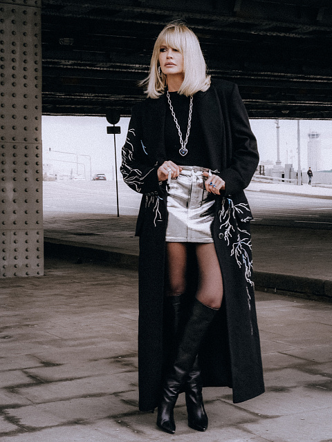 Silver Plated Denim Mini Skirt, 5