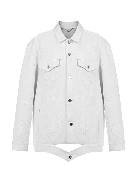 Cicada Embroidered White Denim Jacket, 1 Cicada Embroidered White Denim Jacket, 1