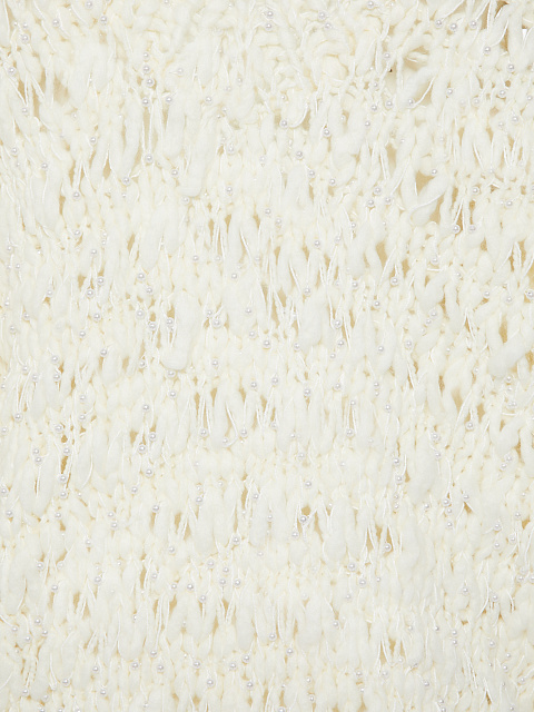 White Faux Pearl Cashmere Pullover, 3