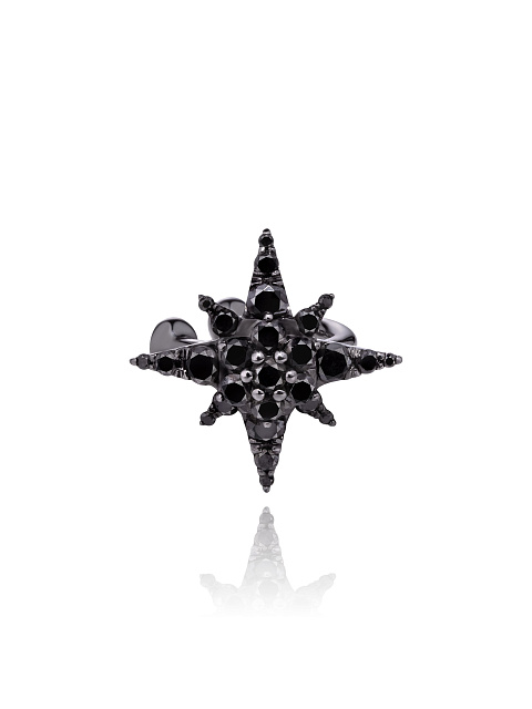 Star-shaped blackened gold ear cuff with black diamonds, 1