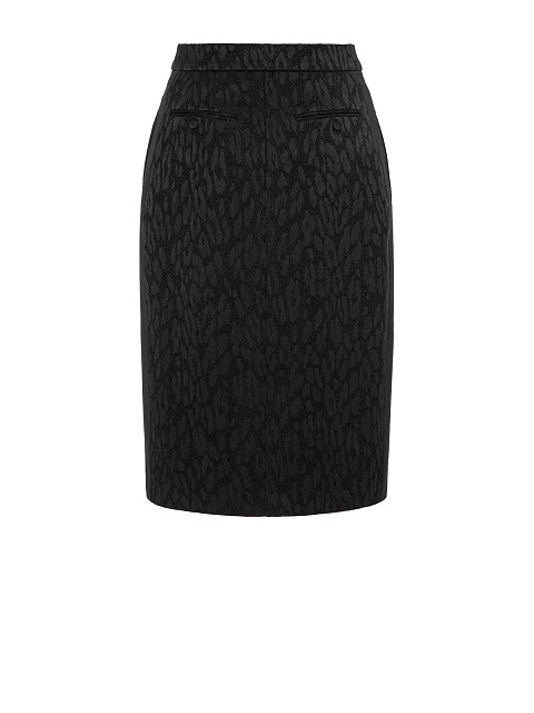 Black jacquard midi skirt with leopard print, 6 Black jacquard midi skirt with leopard print, 6