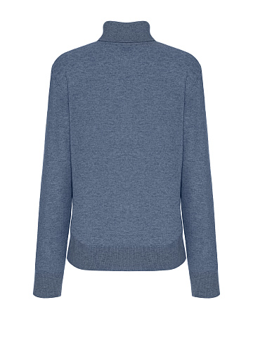 Men's Blue Cashmere Turtleneck Sweater, 2