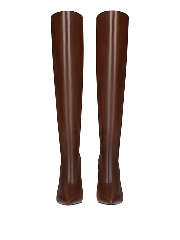 Brown Leather Stiletto Boots, 2