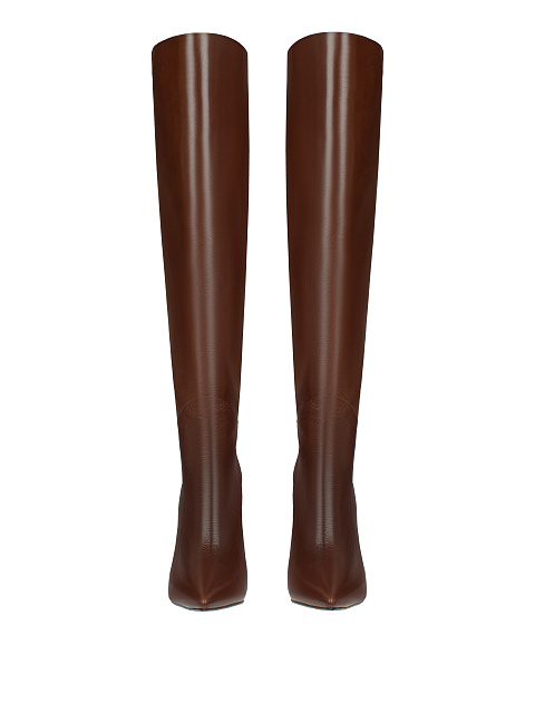 Brown Leather Stiletto Boots, 2