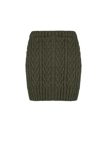 Khaki Cable Knit Mini Skirt, 2