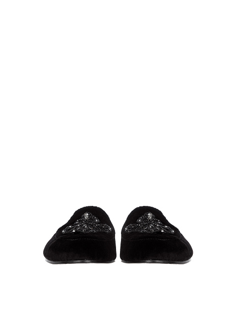 Black Suede Mink Fur Mules, 2