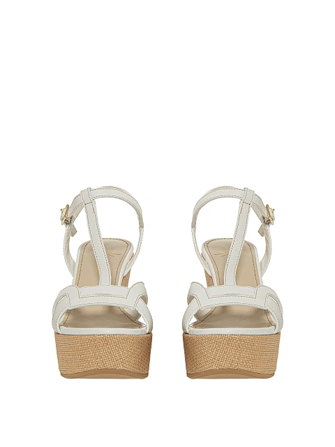 White leather wedge sandals, 2 White leather wedge sandals, 2