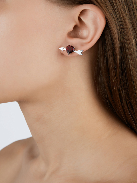 Heart Garnet & White Gold Earrings, 3