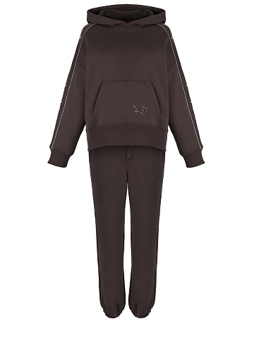 Brown Jersey Set With Cross Embroidery, 1