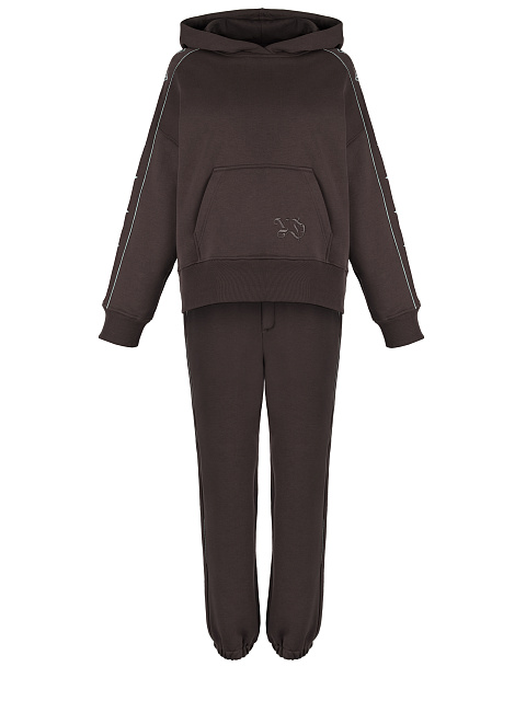 Brown Jersey Set With Cross Embroidery, 1 Brown Jersey Set With Cross Embroidery, 1