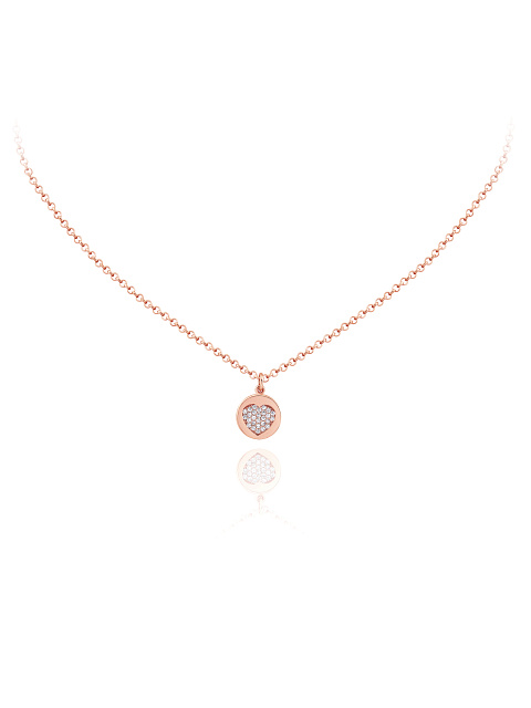 Rose Silver & Cubic Zirkonia Necklace, 1 Rose Silver & Cubic Zirkonia Necklace, 1