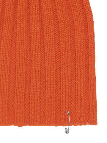 Orange Cashmere Safety Pin Beanie, 2